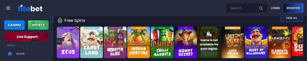 Titobet Casino Free Spins