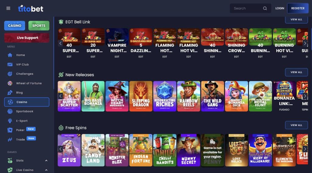 Titobet Casino machines à sous